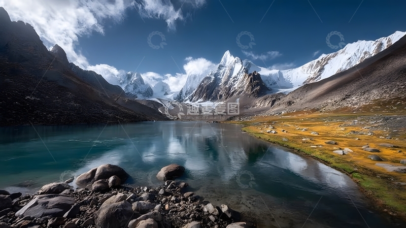 高清大图下载【趣麦麦图】雪山湖泊风光图片摄影