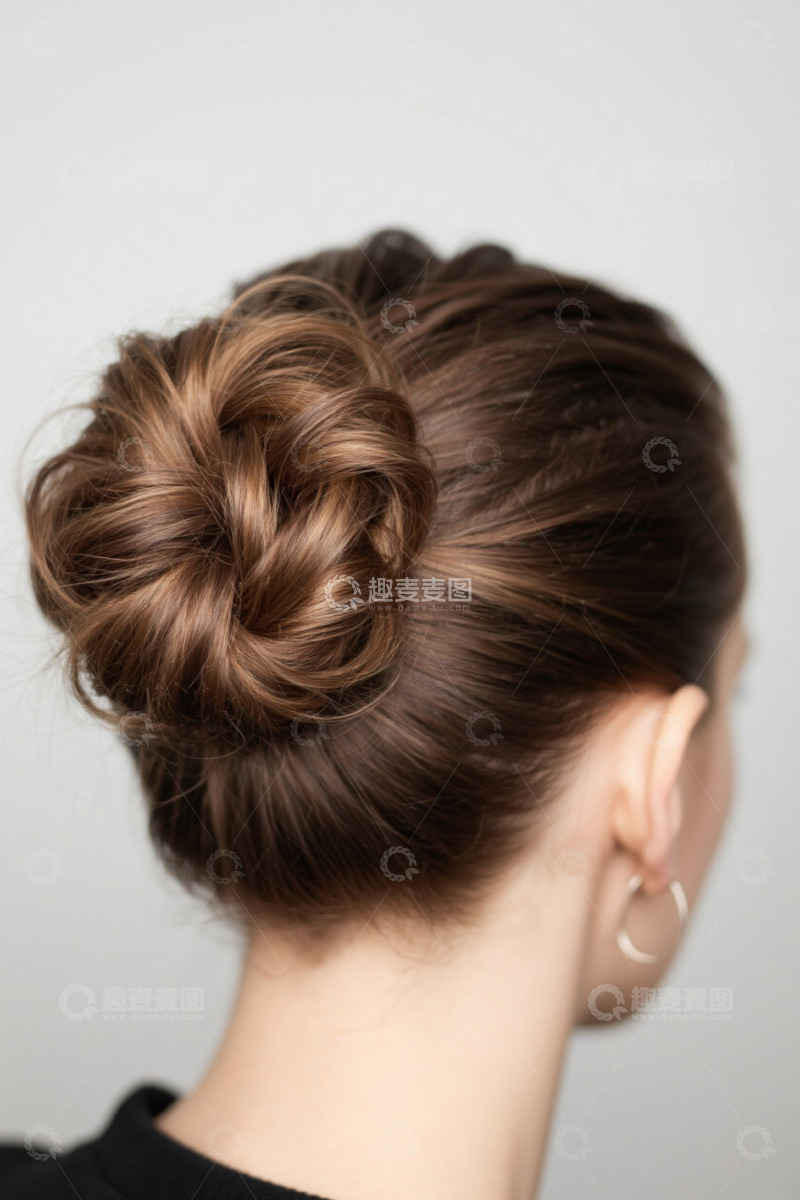 高清大图下载【趣麦麦图】女性优雅盘发造型特写