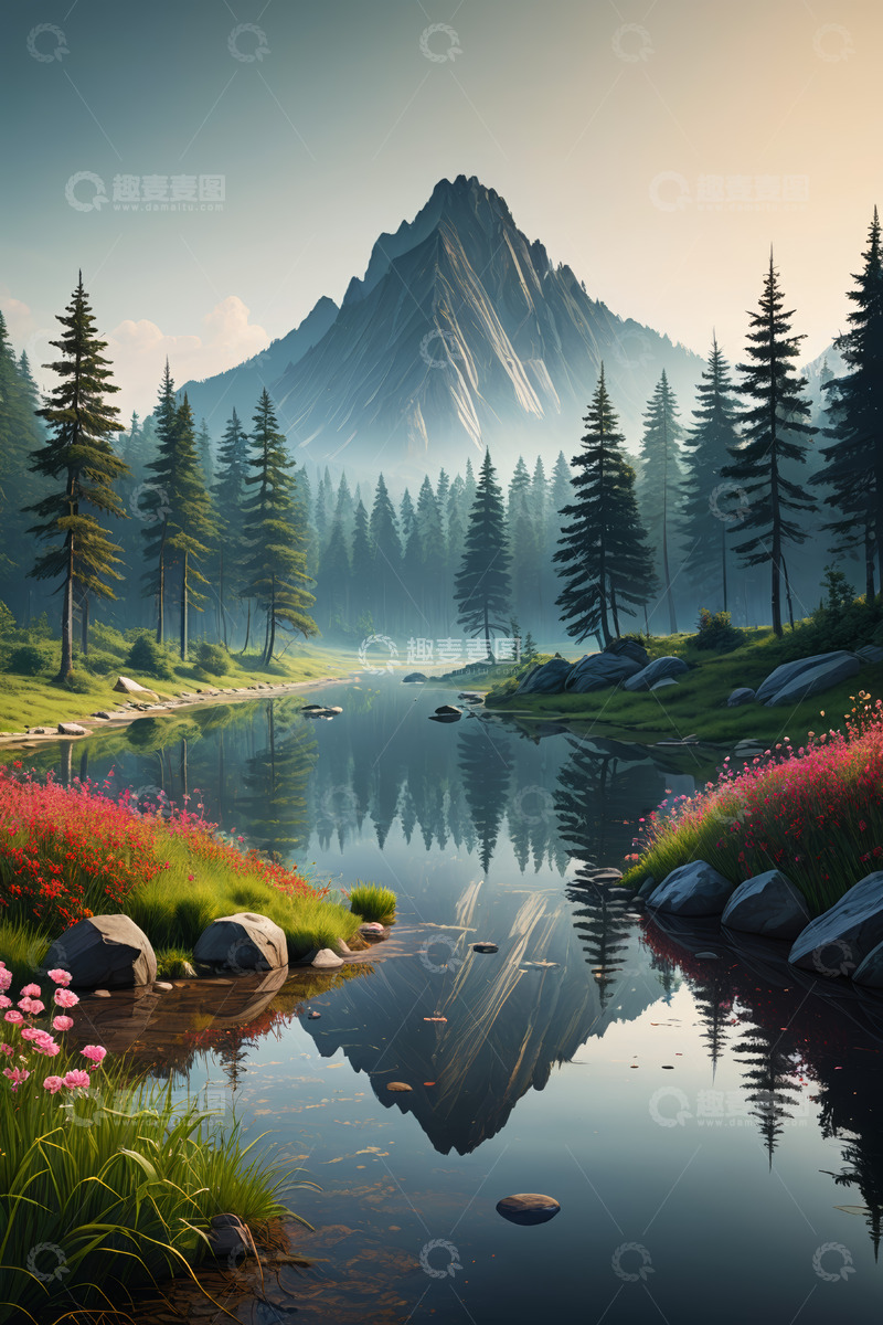 高清大图下载【趣麦麦图】山林湖泊自然风光