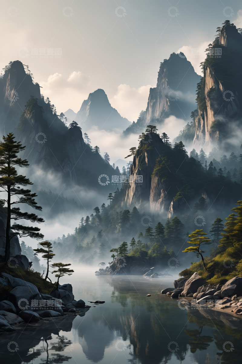 高清大图下载【趣麦麦图】山水相依的自然景观