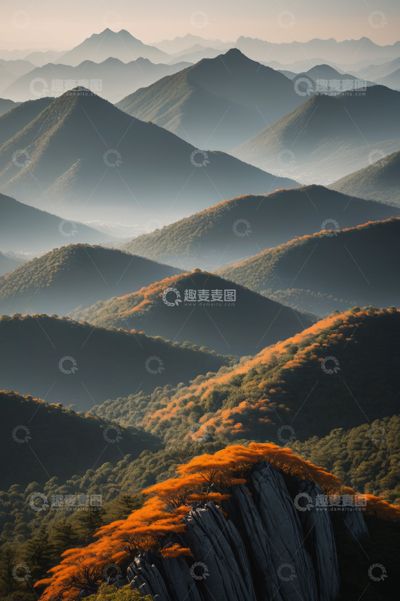 高清大图下载【趣麦麦图】层峦叠嶂的山林景观