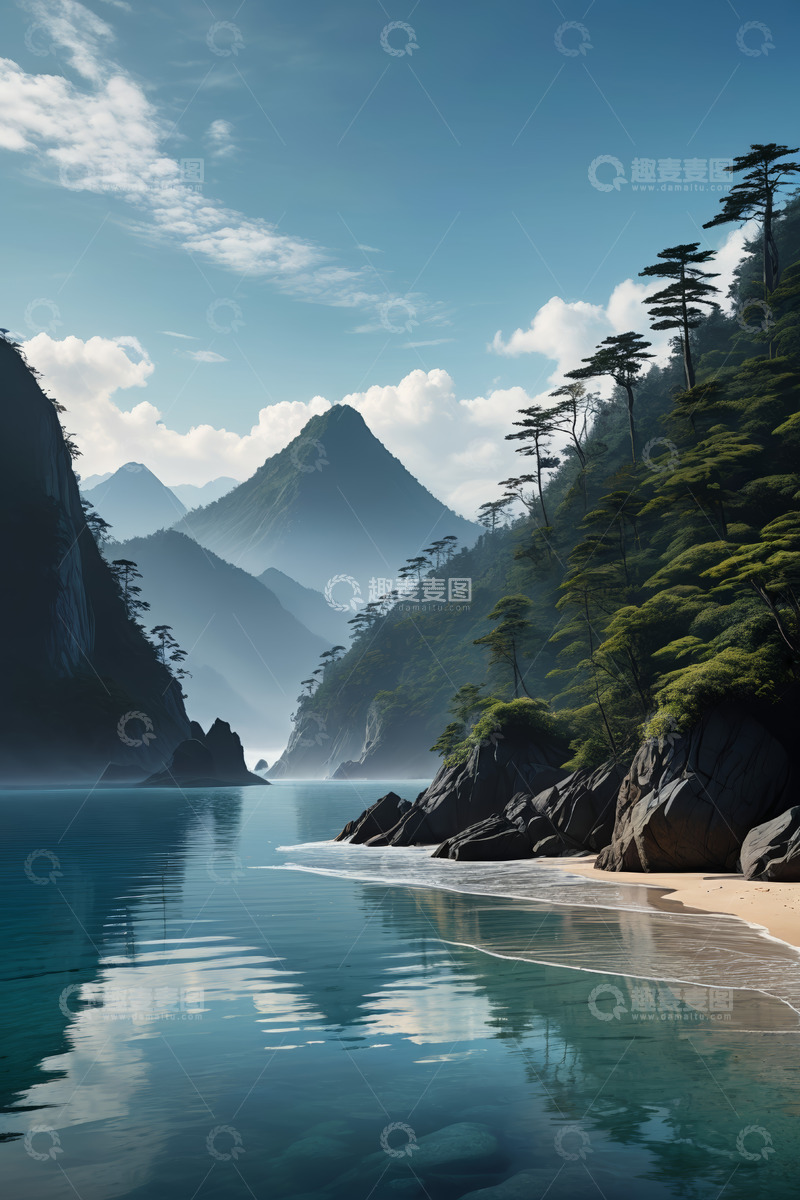 高清大图下载【趣麦麦图】山水相依的海滨自然风光