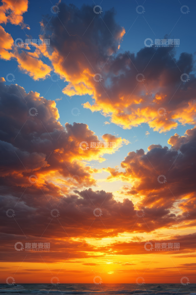 高清大图下载【趣麦麦图】海上日落天空云朵景象