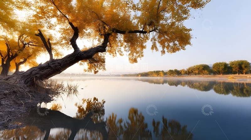 高清大图下载【趣麦麦图】秋日湖畔美景风光摄影