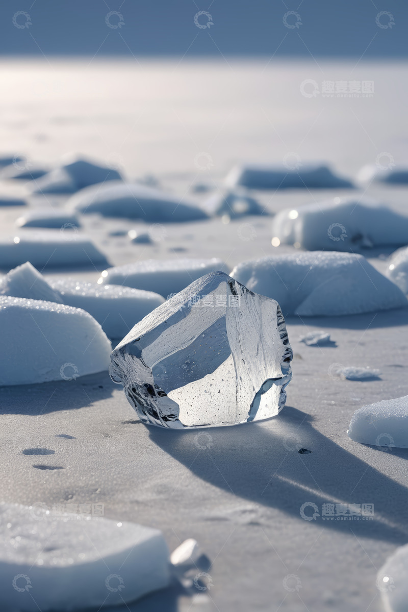 高清大图下载【趣麦麦图】冰块散落在冰面场景