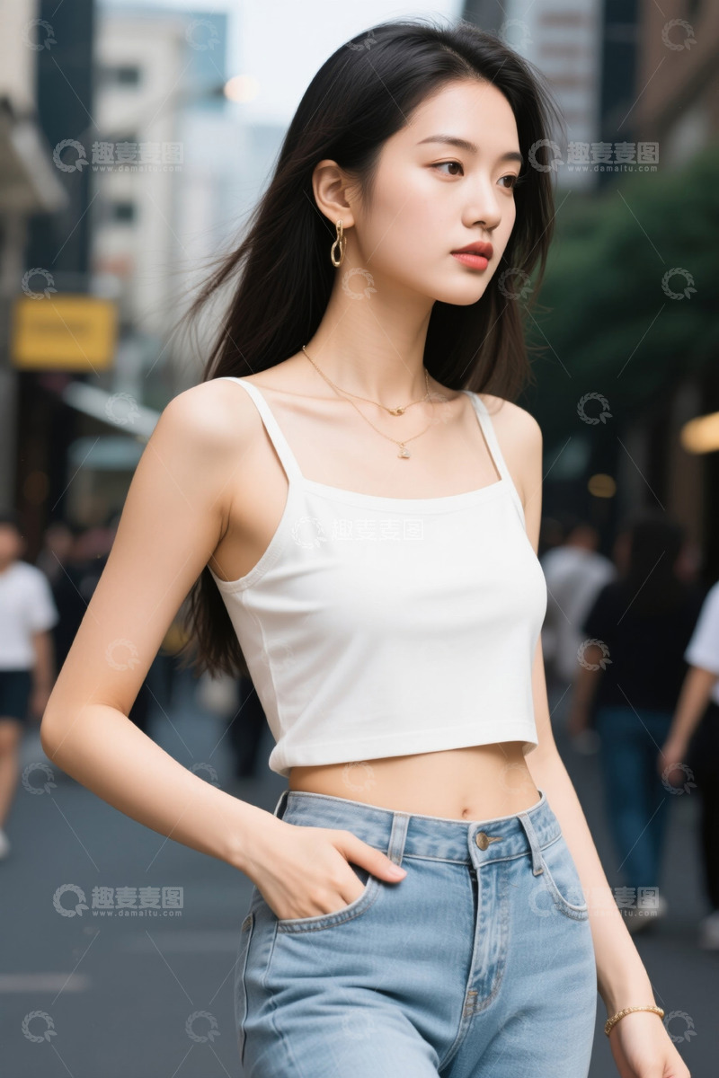 高清大图下载【趣麦麦图】街头时尚女子行走瞬间