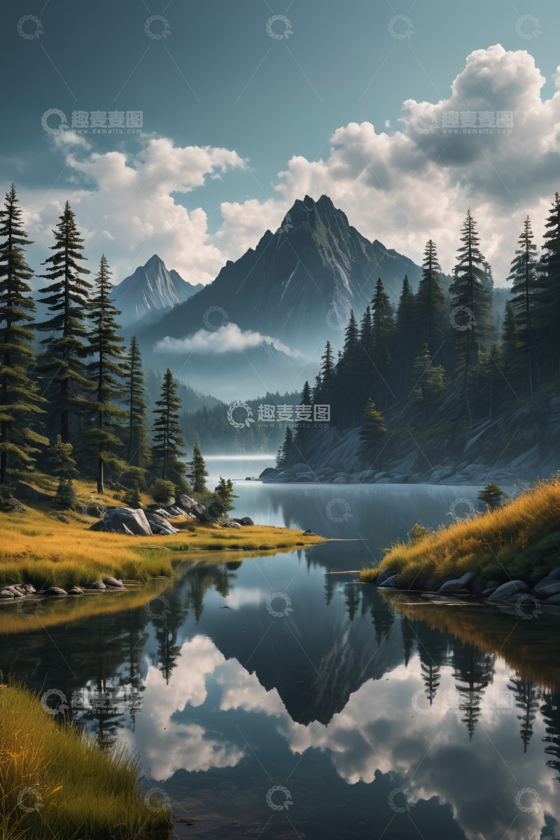 高清大图下载【趣麦麦图】山林湖泊自然风景