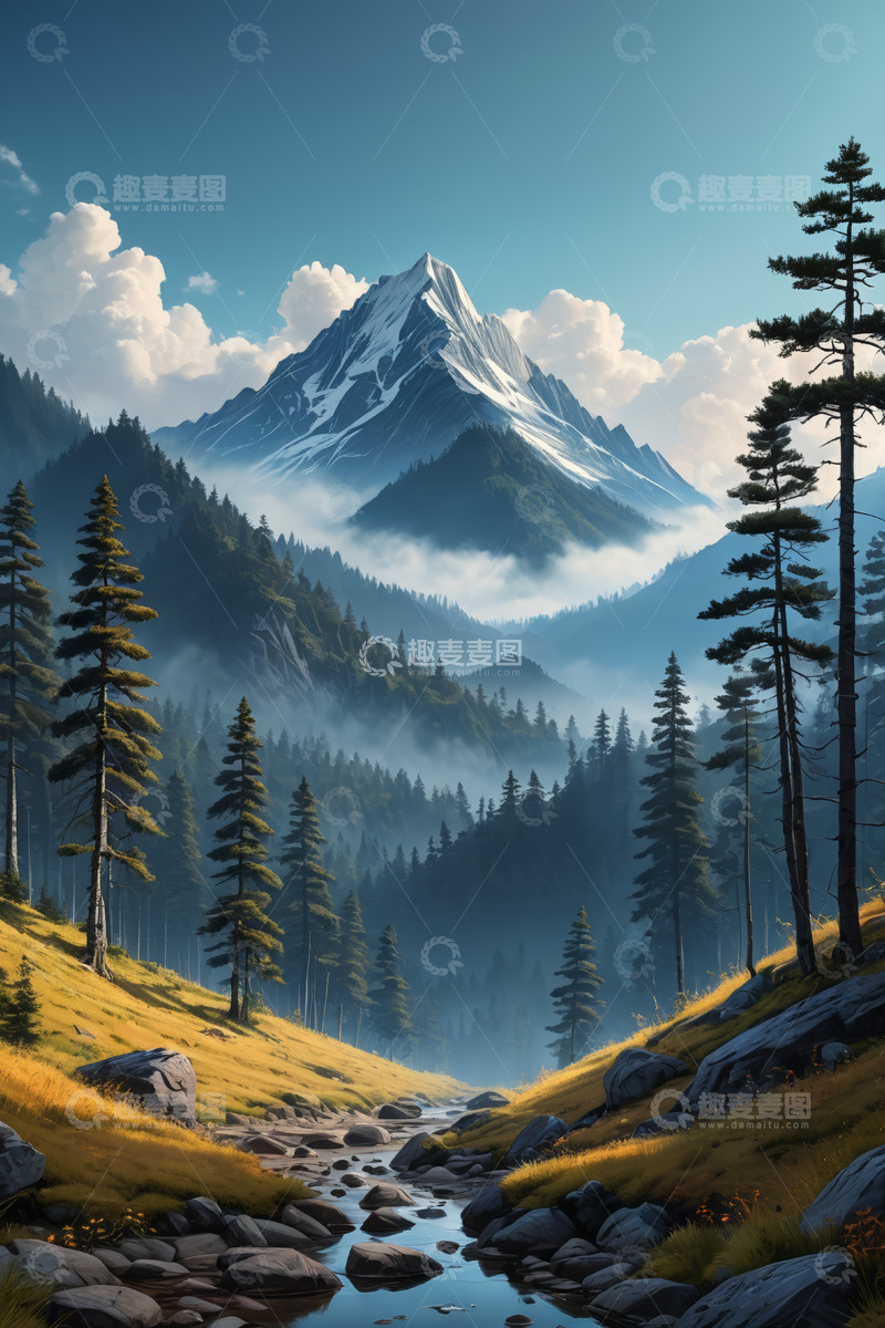 高清大图下载【趣麦麦图】山间森林溪流自然风光