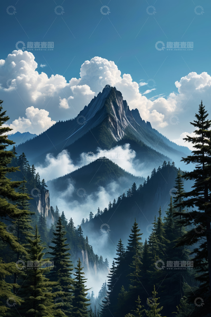 高清大图下载【趣麦麦图】山林云海自然风光全景