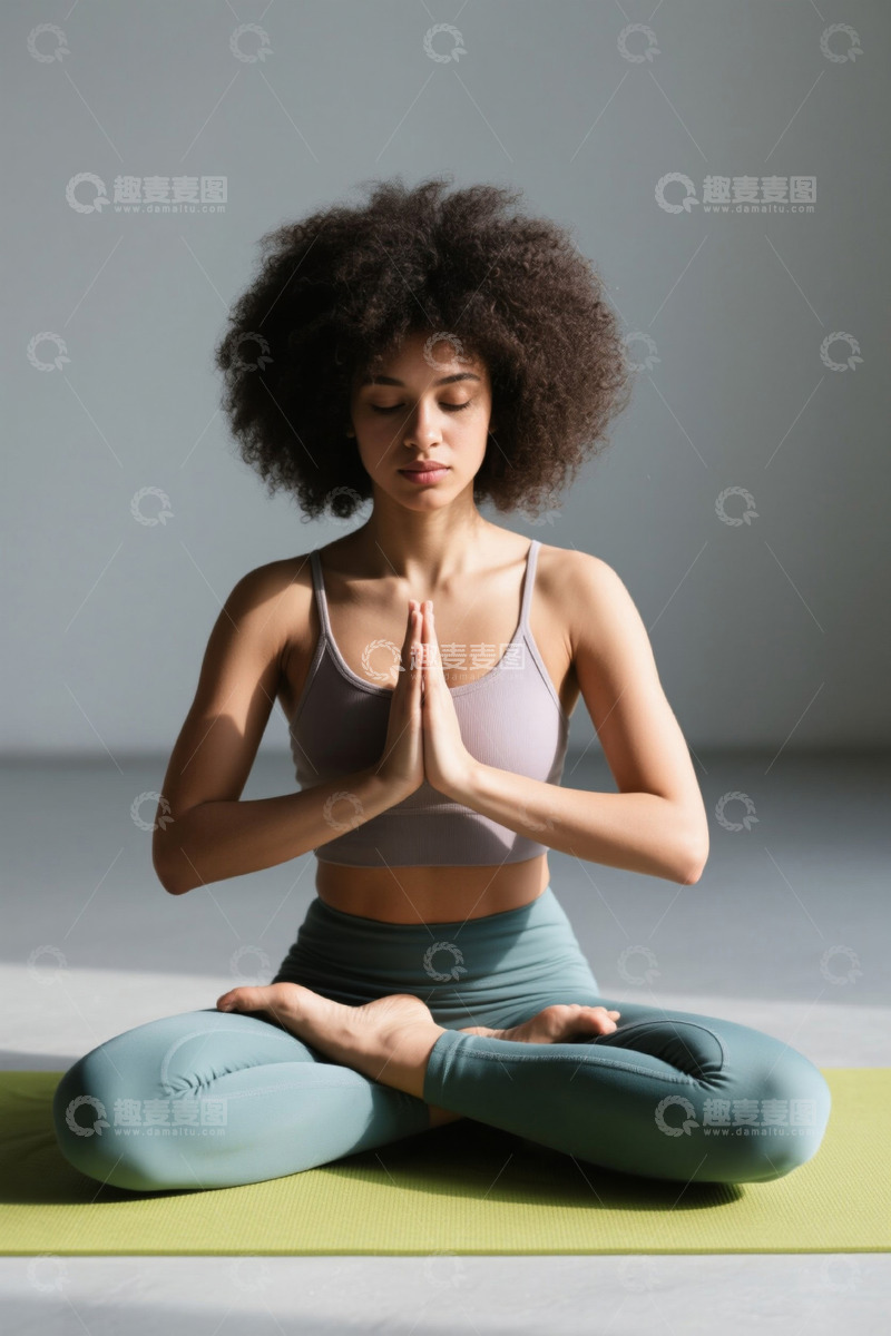 高清大图下载【趣麦麦图】女性盘坐瑜伽冥想姿态