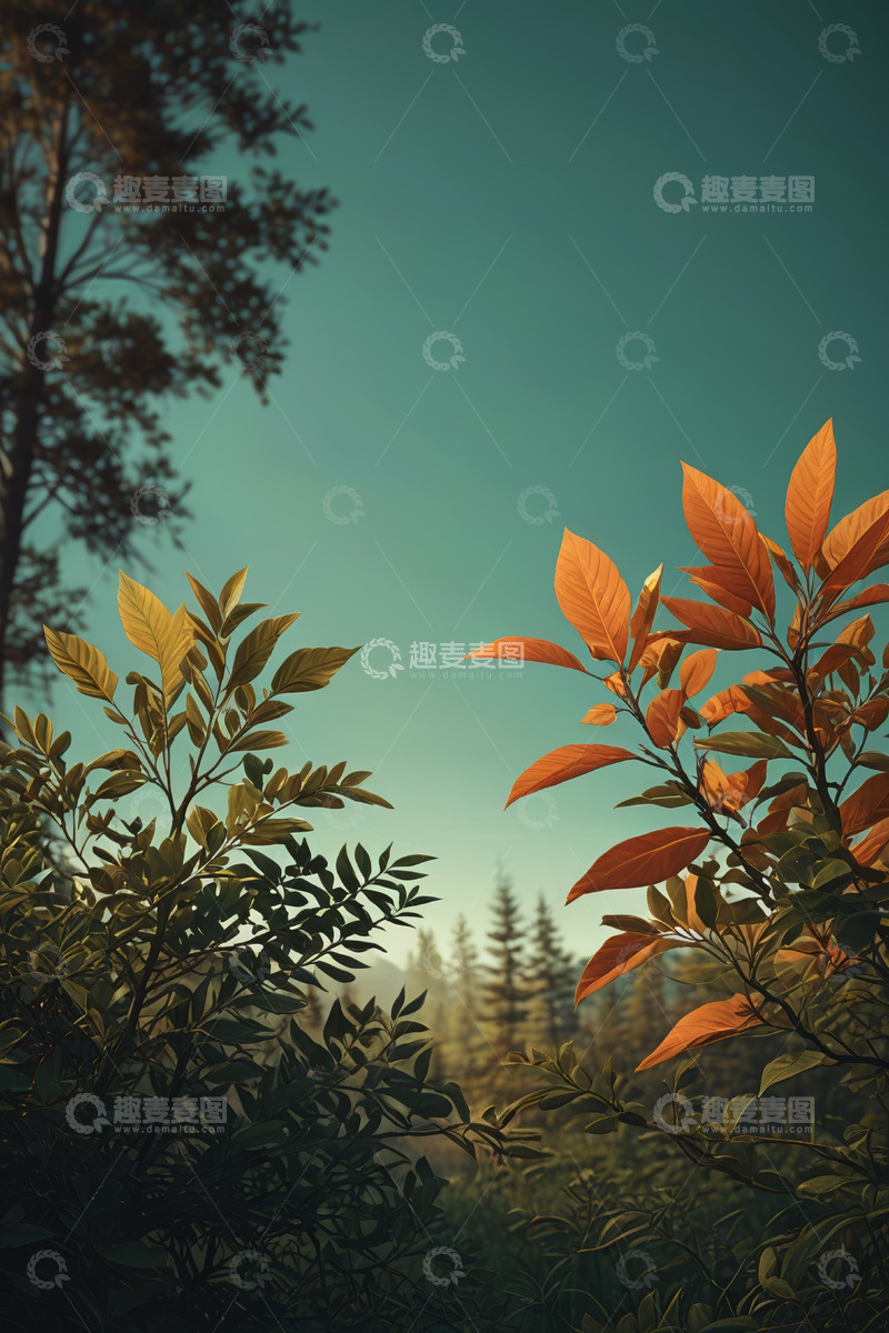 高清大图下载【趣麦麦图】森林中色彩斑斓的植物景观