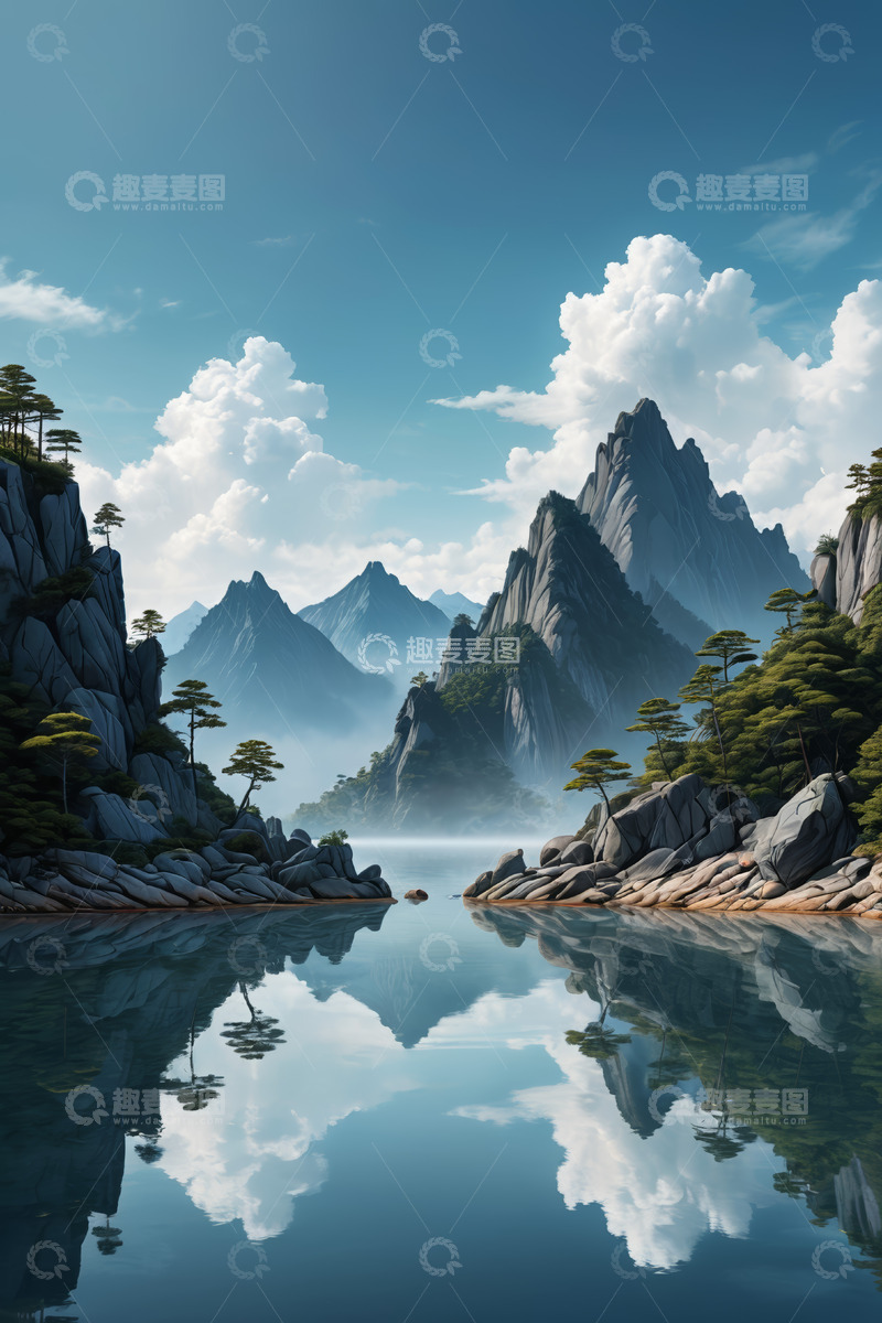 高清大图下载【趣麦麦图】山水相依的自然风光