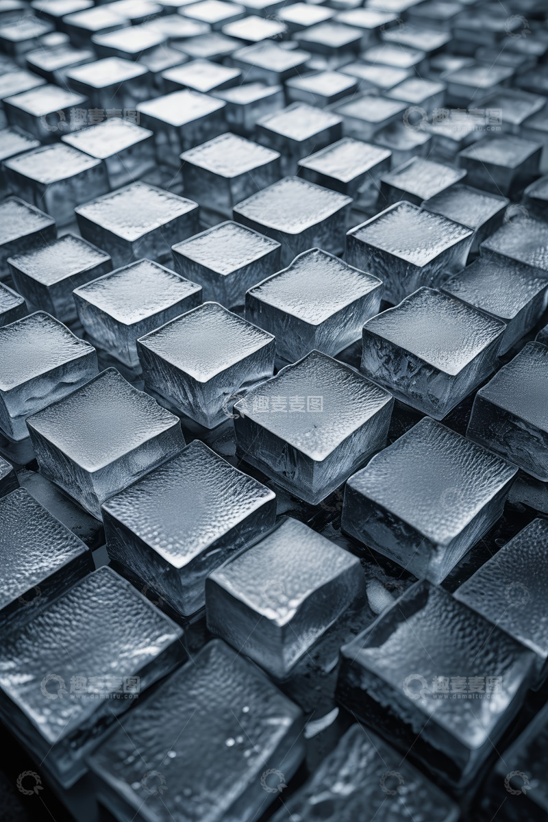 高清大图下载【趣麦麦图】整齐排列的透明立方体冰块