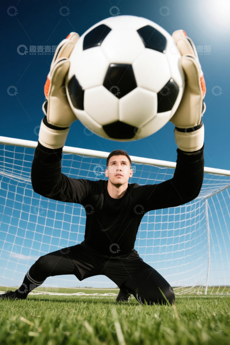 高清大图下载【趣麦麦图】足球守门员接球瞬间