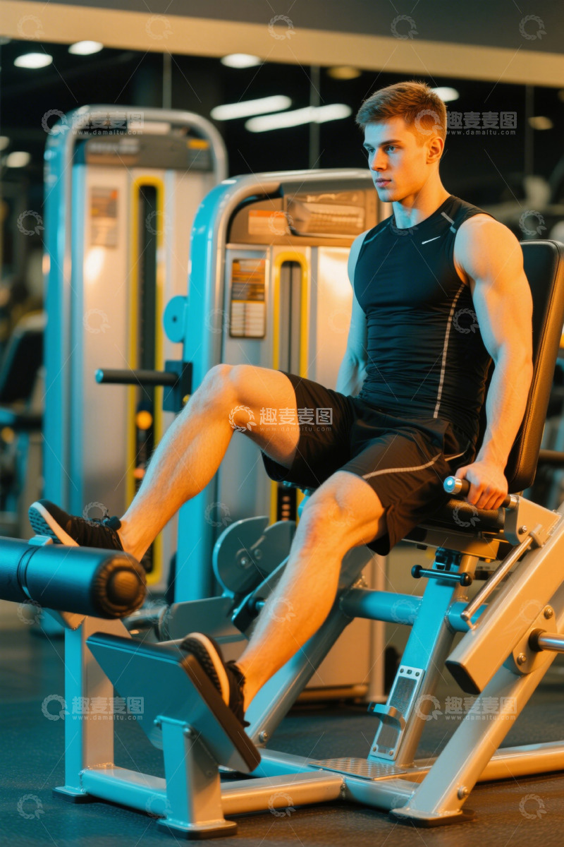 高清大图下载【趣麦麦图】男性健身房使用器械健身场景