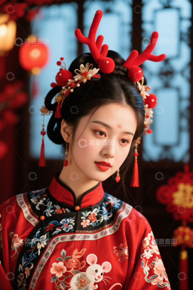 高清大图下载【趣麦麦图】身着汉服的女子特写