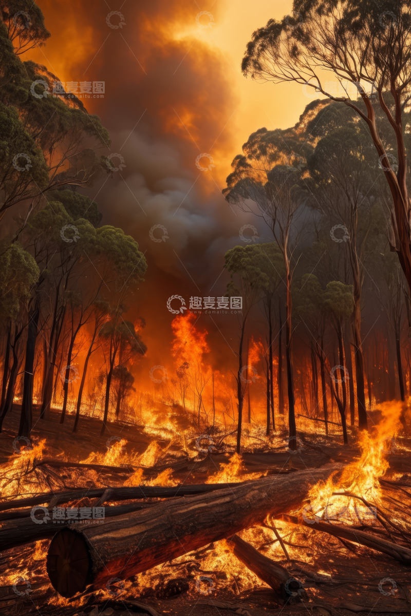 高清大图下载【趣麦麦图】森林大火蔓延景象