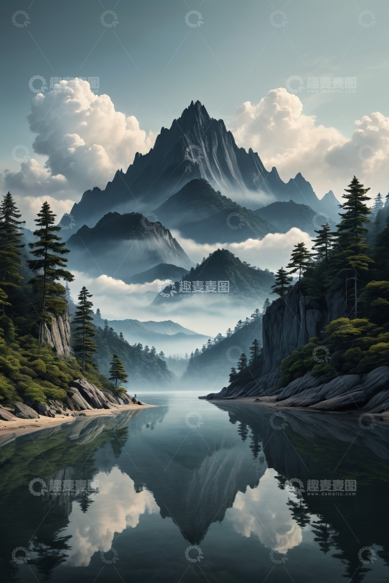 高清大图下载【趣麦麦图】山水云雾自然风光全景