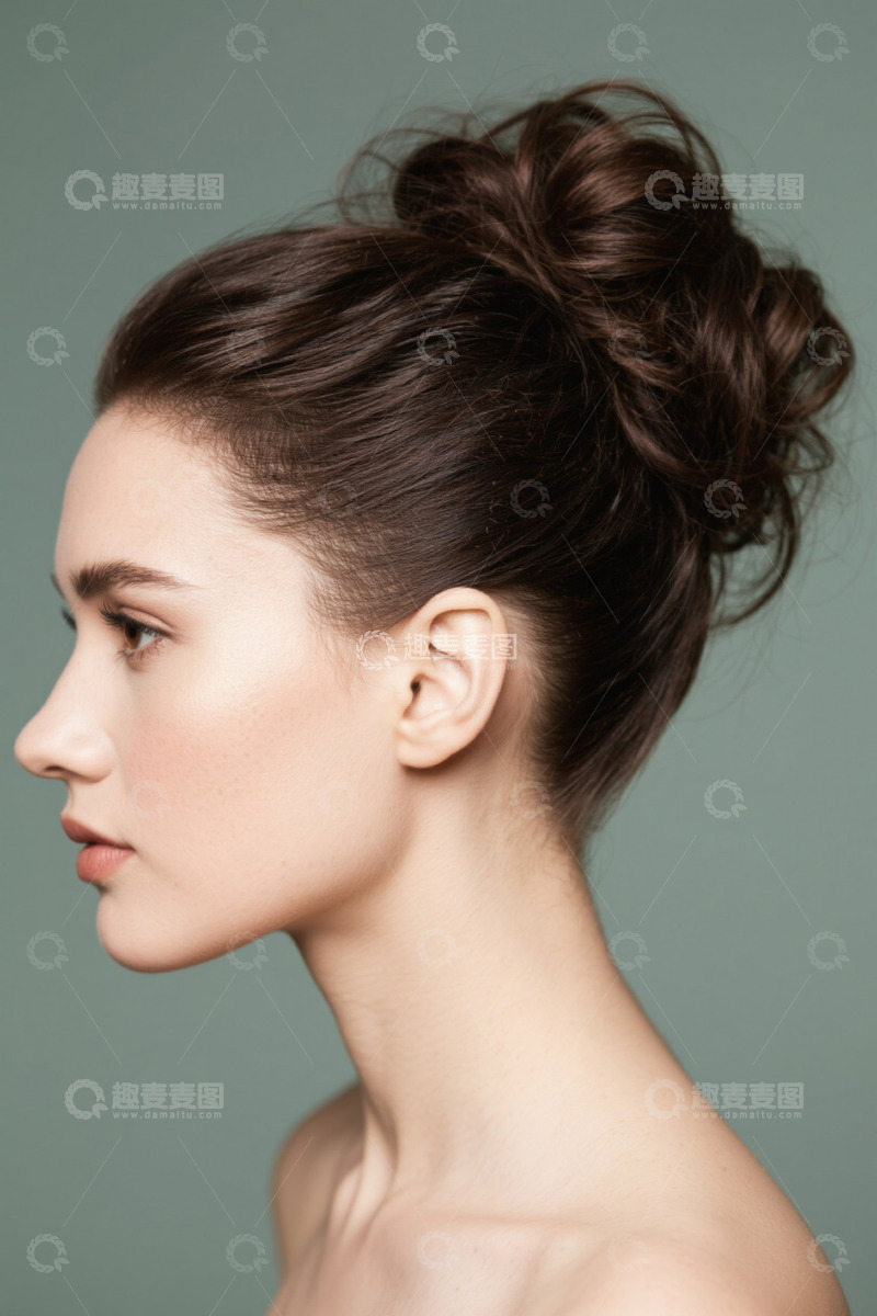 高清大图下载【趣麦麦图】女性侧脸肖像特写