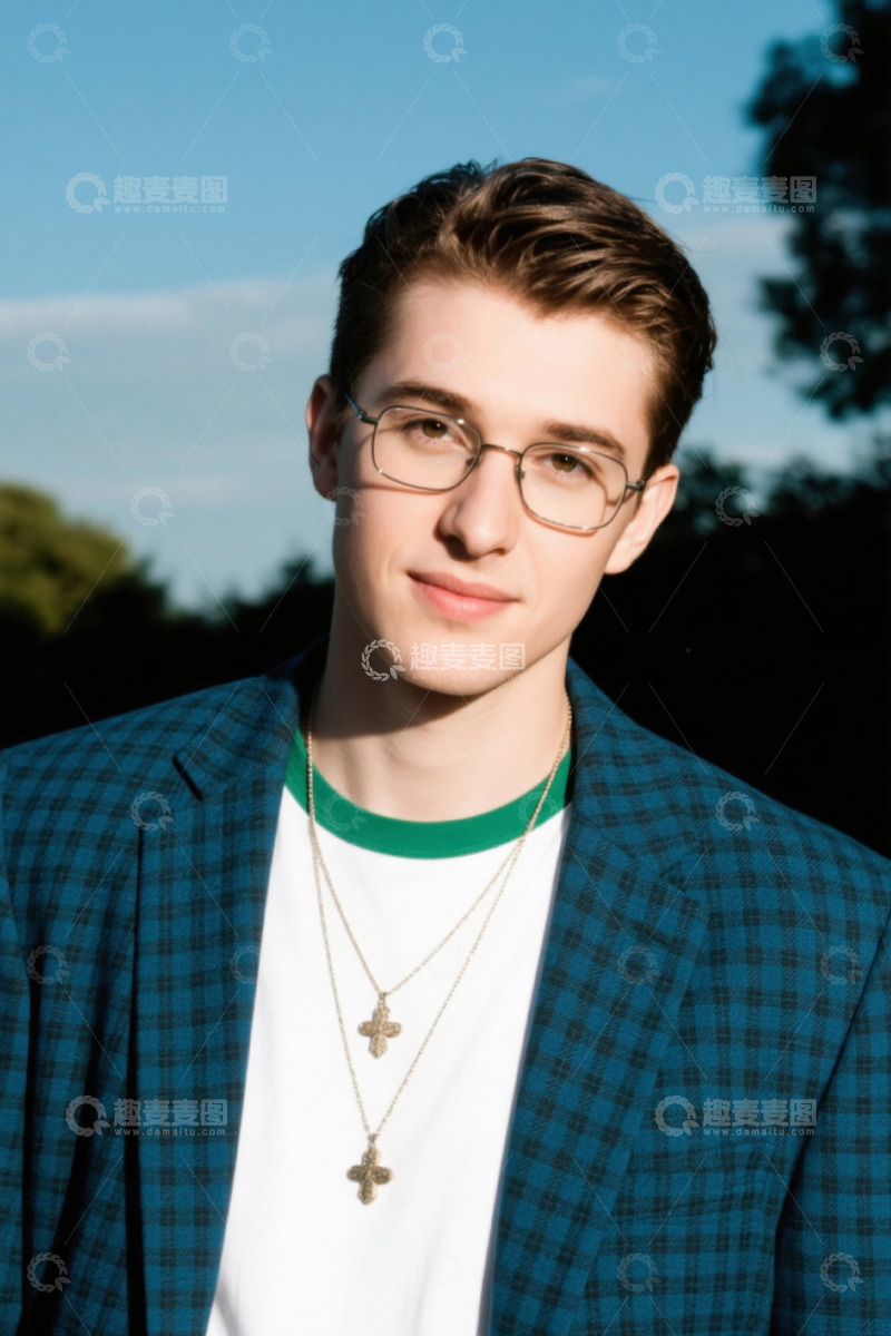 高清大图下载【趣麦麦图】戴眼镜年轻男子户外肖像