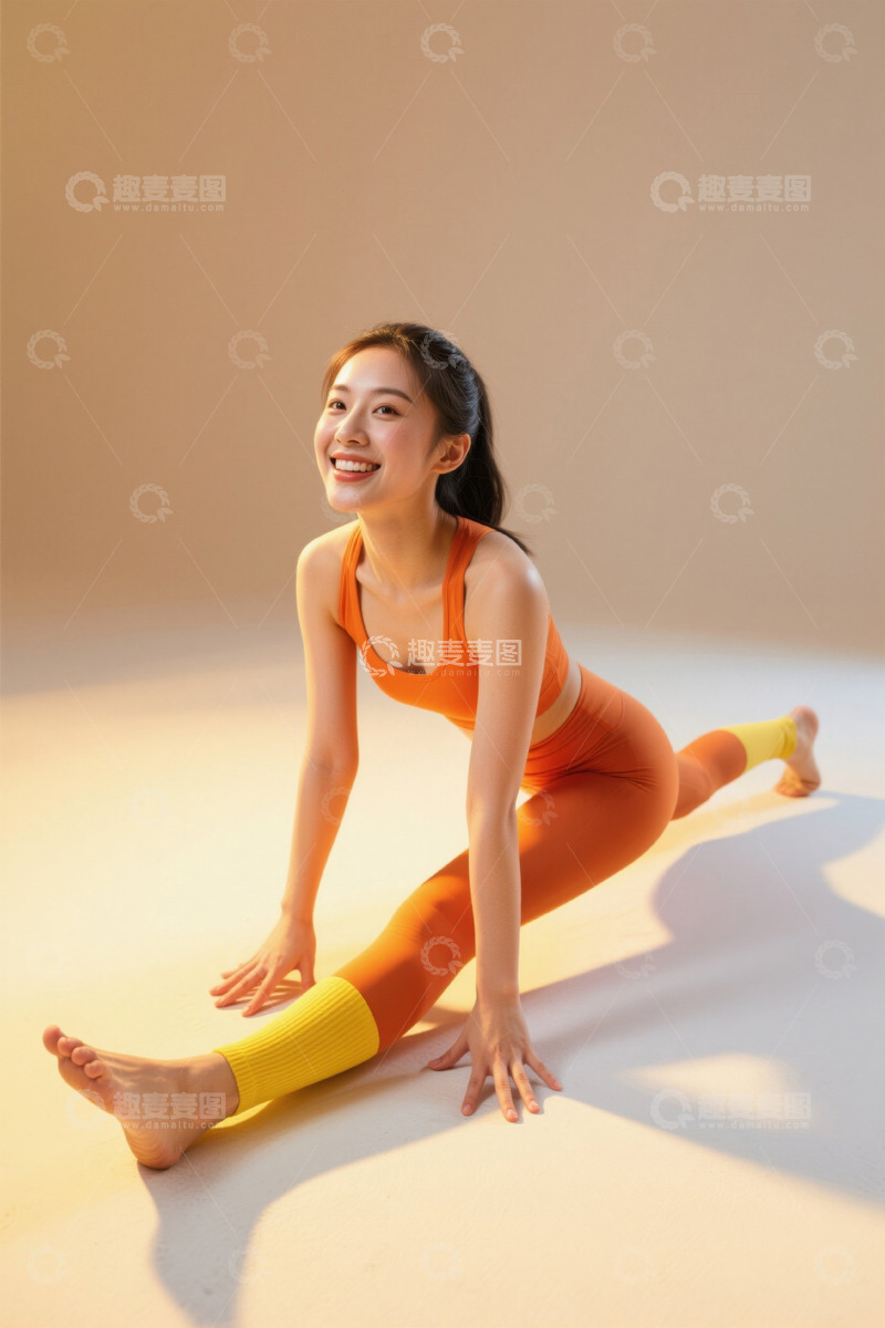 高清大图下载【趣麦麦图】女子做瑜伽拉伸动作