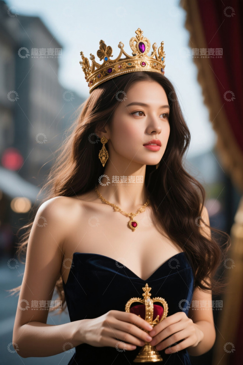 高清大图下载【趣麦麦图】戴皇冠持权杖的女性肖像