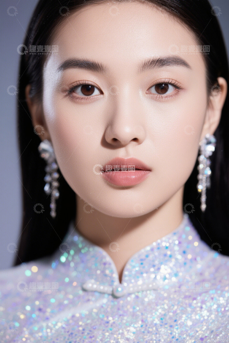 高清大图下载【趣麦麦图】亚洲女性中式服饰肖像特写