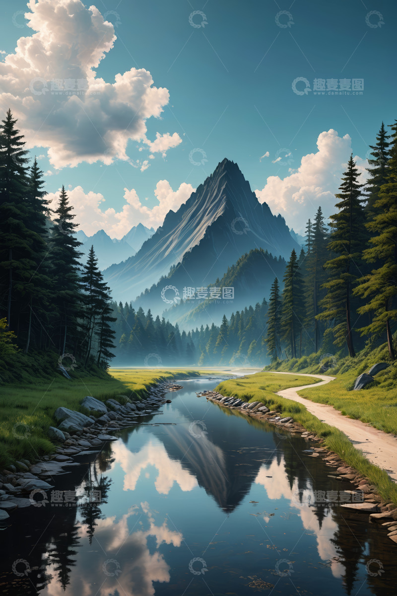 高清大图下载【趣麦麦图】山间河流森林自然风光