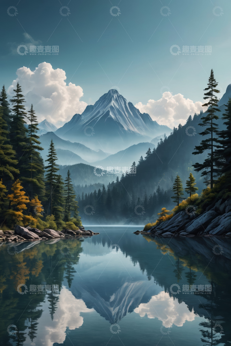 高清大图下载【趣麦麦图】山水森林湖泊自然景观