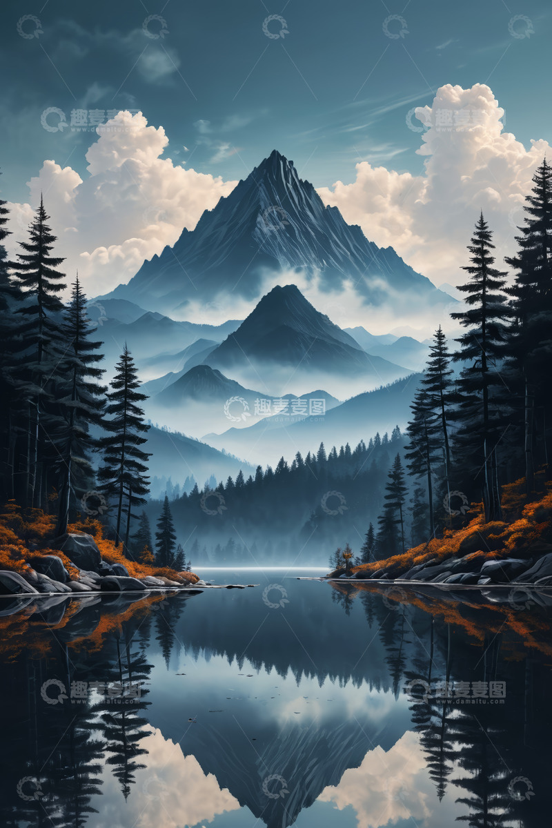 高清大图下载【趣麦麦图】山林湖泊自然景观