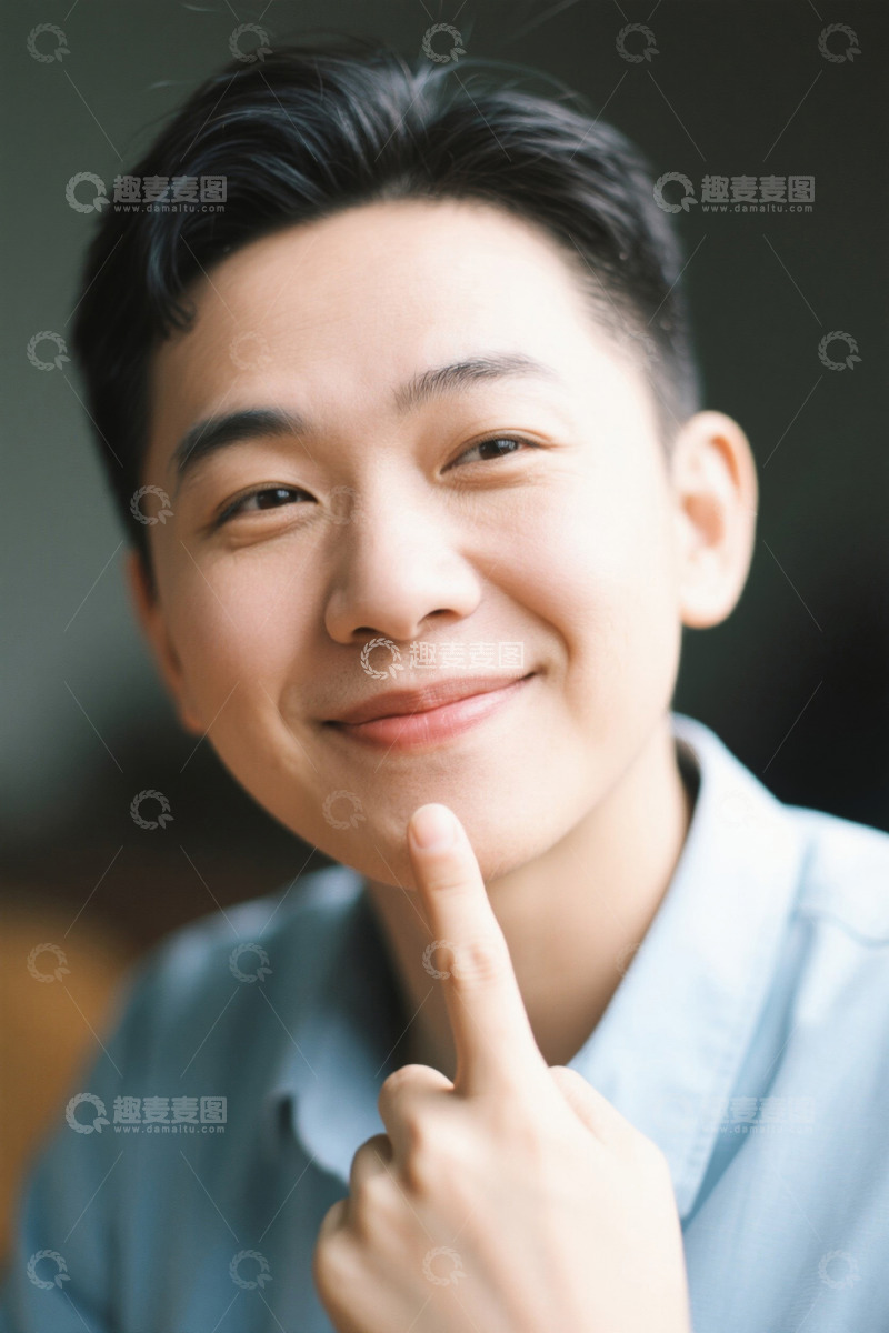 高清大图下载【趣麦麦图】微笑亚洲男性近景特写