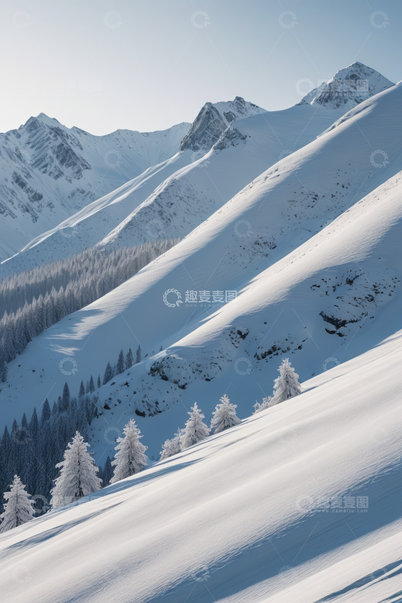 高清大图下载【趣麦麦图】雪山森林户外自然景观