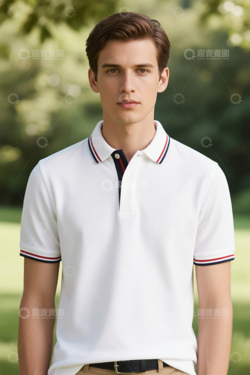 高清大图下载【趣麦麦图】户外穿白色polo衫的男士