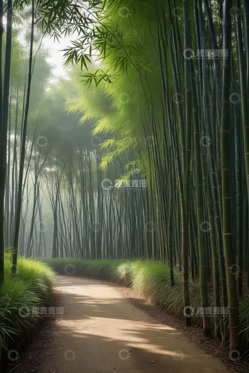 高清大图下载【趣麦麦图】竹林中的蜿蜒小路