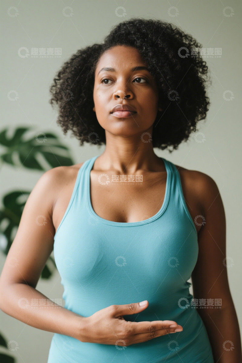 高清大图下载【趣麦麦图】非洲裔女性居家健康状态展示