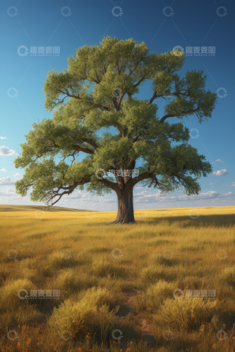 高清大图下载【趣麦麦图】旷野中一棵茂盛的大树