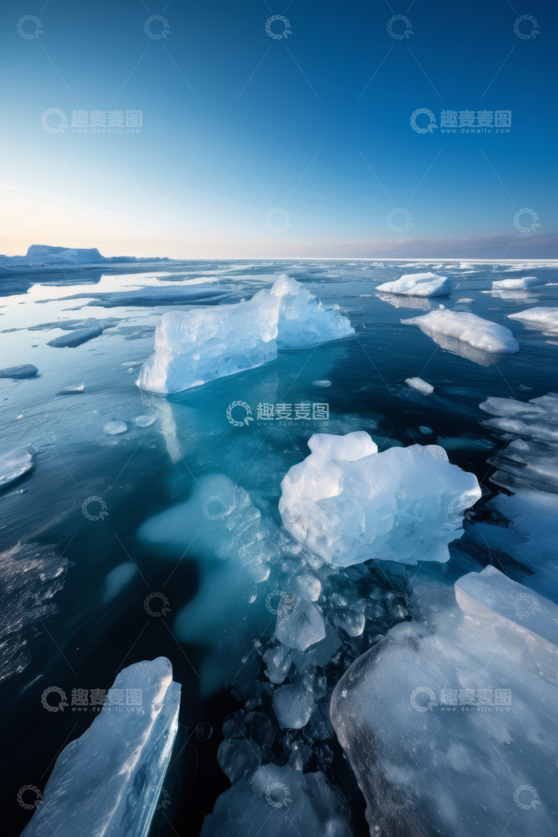 高清大图下载【趣麦麦图】北冰洋面漂浮的冰块景观