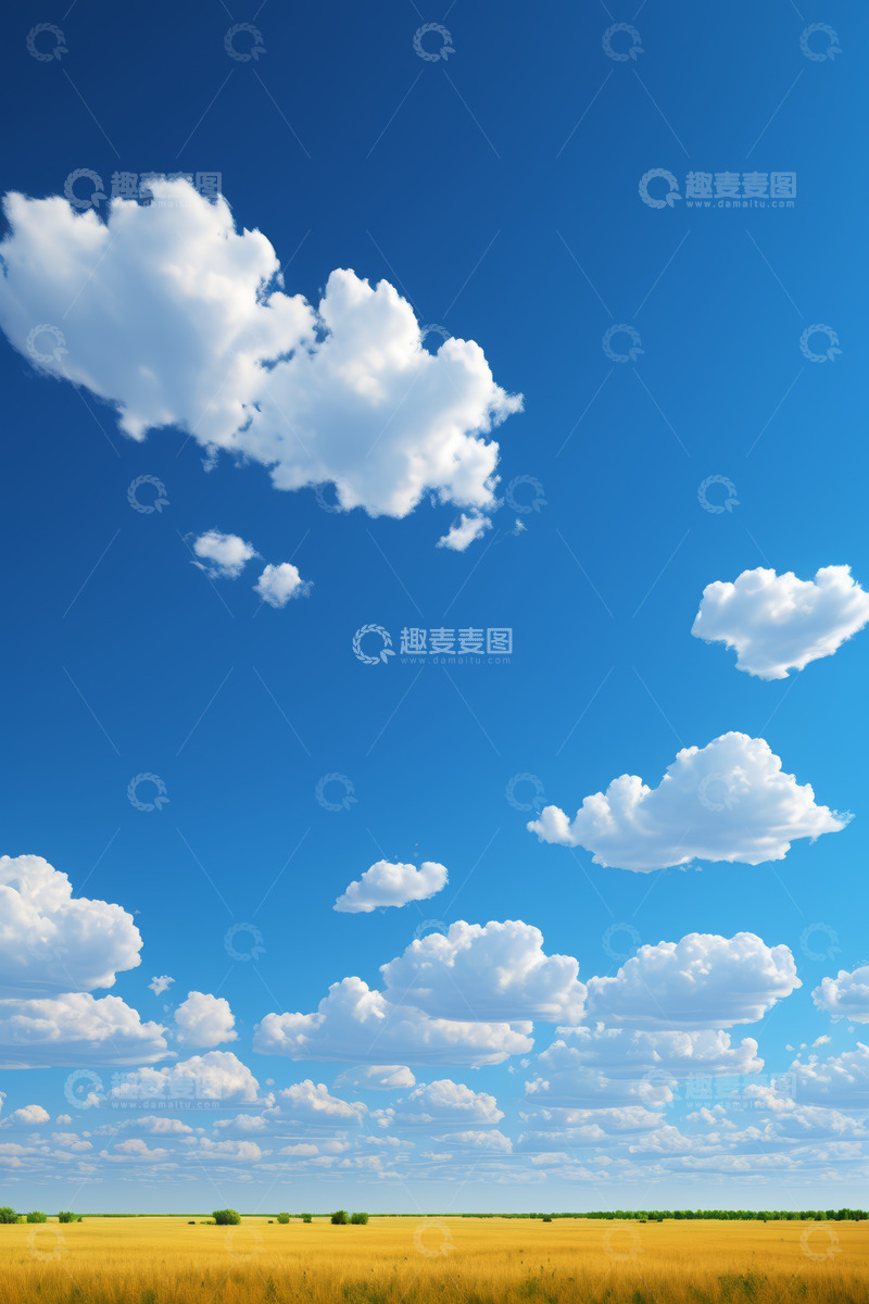 高清大图下载【趣麦麦图】蓝天白云下的广袤田野