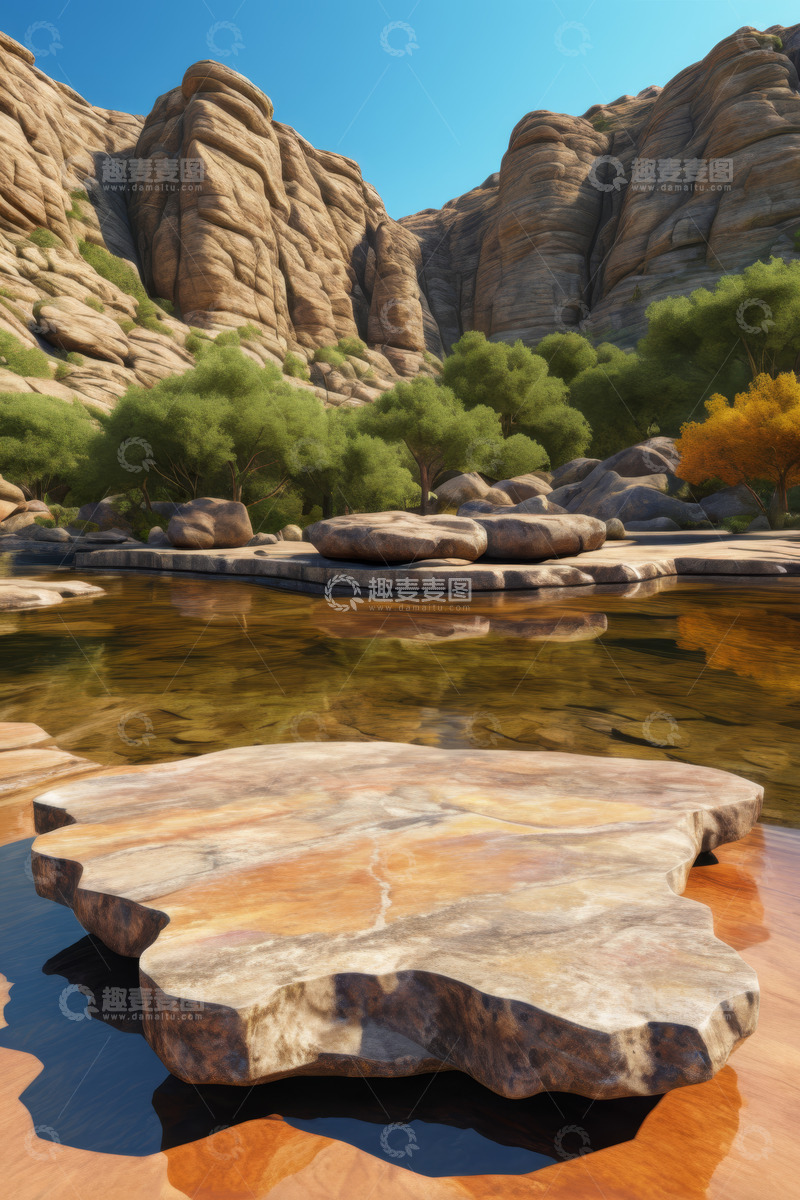高清大图下载【趣麦麦图】山间水域岩石自然风光