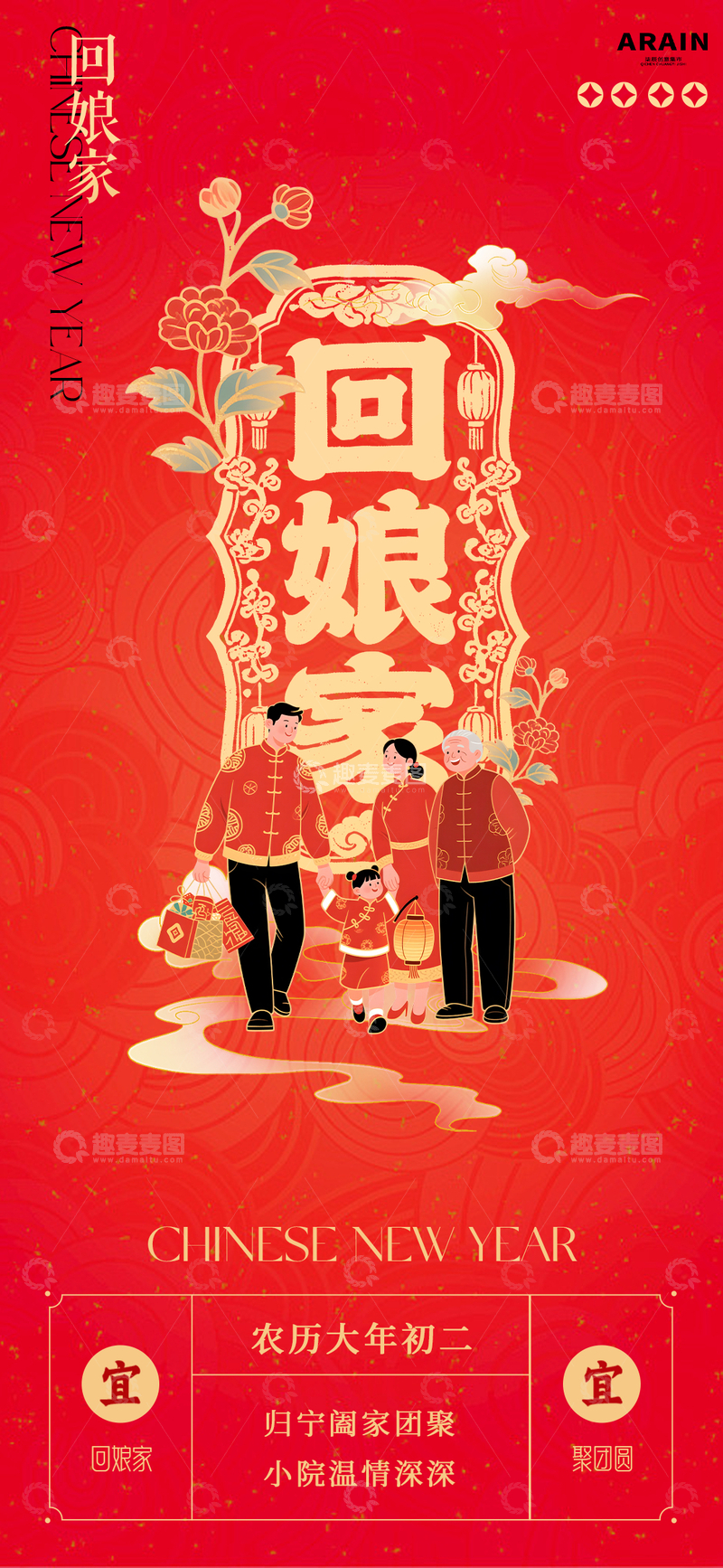 源文件下载【趣麦麦图】春节回娘家喜庆海报设计素材