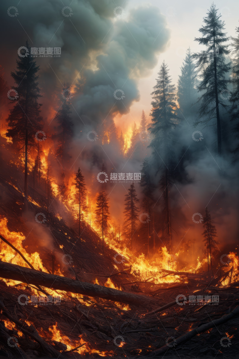 高清大图下载【趣麦麦图】森林野火蔓延场景