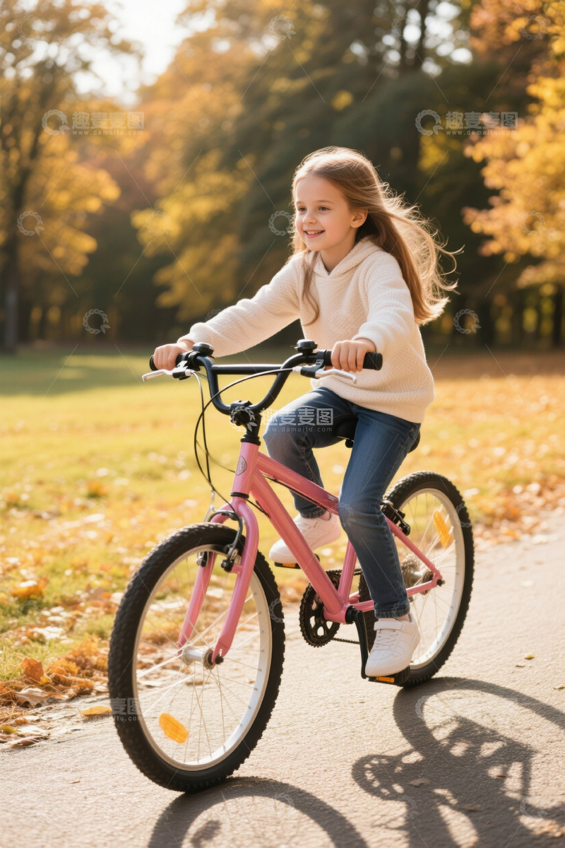 高清大图下载【趣麦麦图】公园中骑行的小女孩