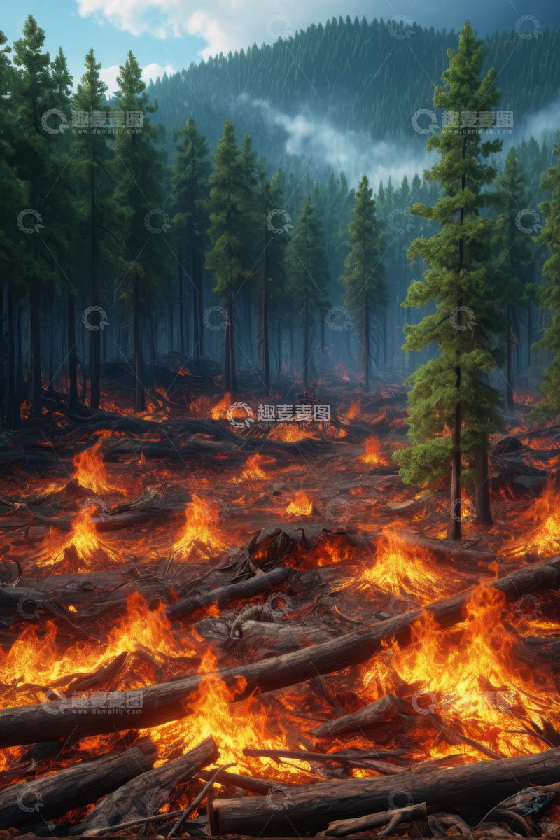 高清大图下载【趣麦麦图】森林火灾燃烧景象