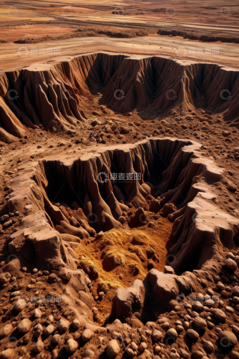 高清大图下载【趣麦麦图】沙漠中的凹陷地貌俯瞰