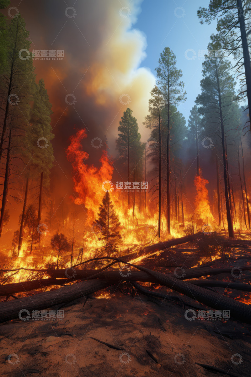 高清大图下载【趣麦麦图】森林火灾现场景象