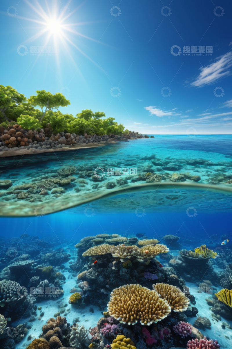 高清大图下载【趣麦麦图】海边水下珊瑚景观