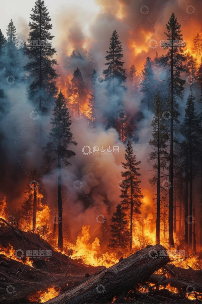 高清大图下载【趣麦麦图】森林野火燃烧场景