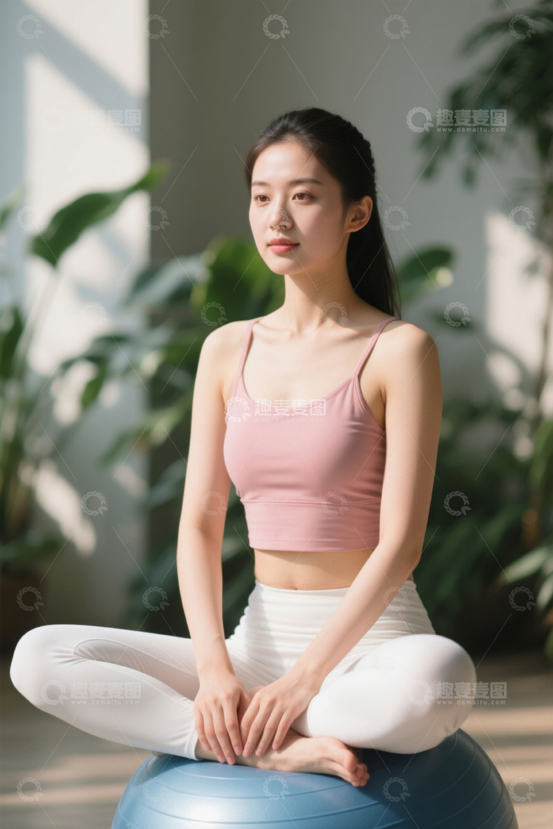 高清大图下载【趣麦麦图】瑜伽健身女人静坐冥想