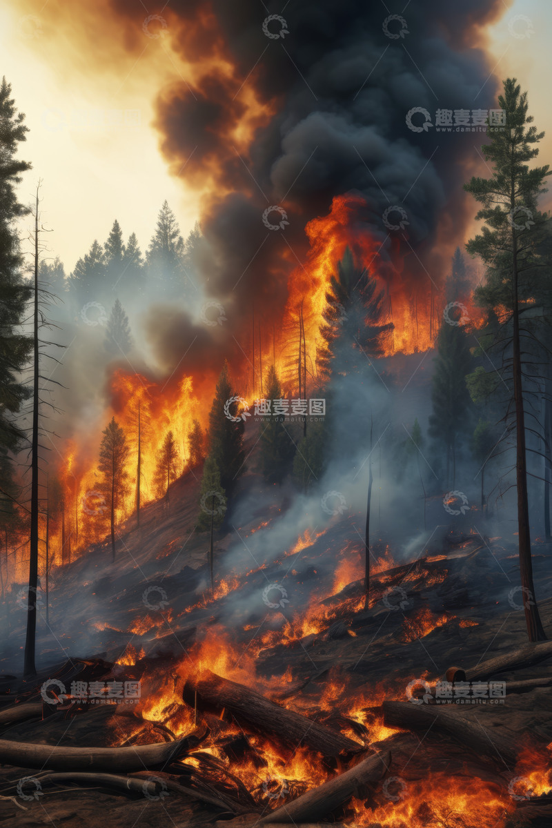 高清大图下载【趣麦麦图】森林野火熊熊燃烧景象