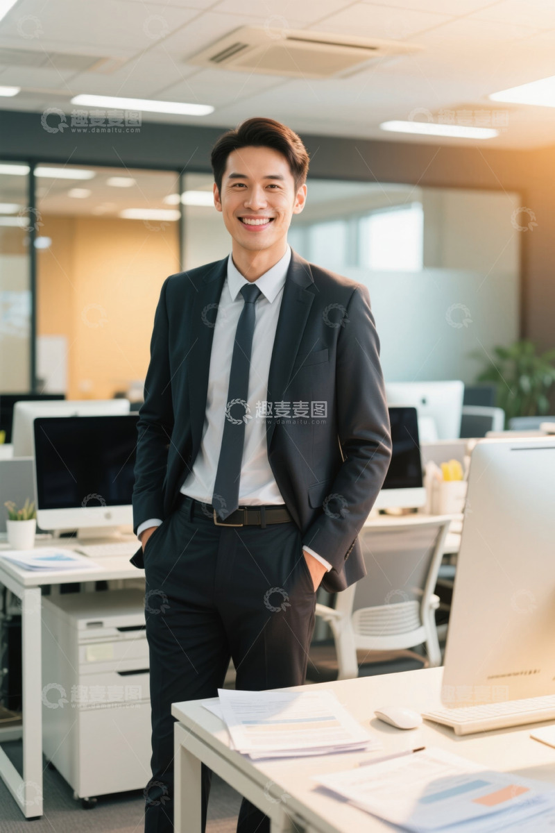 高清大图下载【趣麦麦图】自信笑容的年轻商务男士